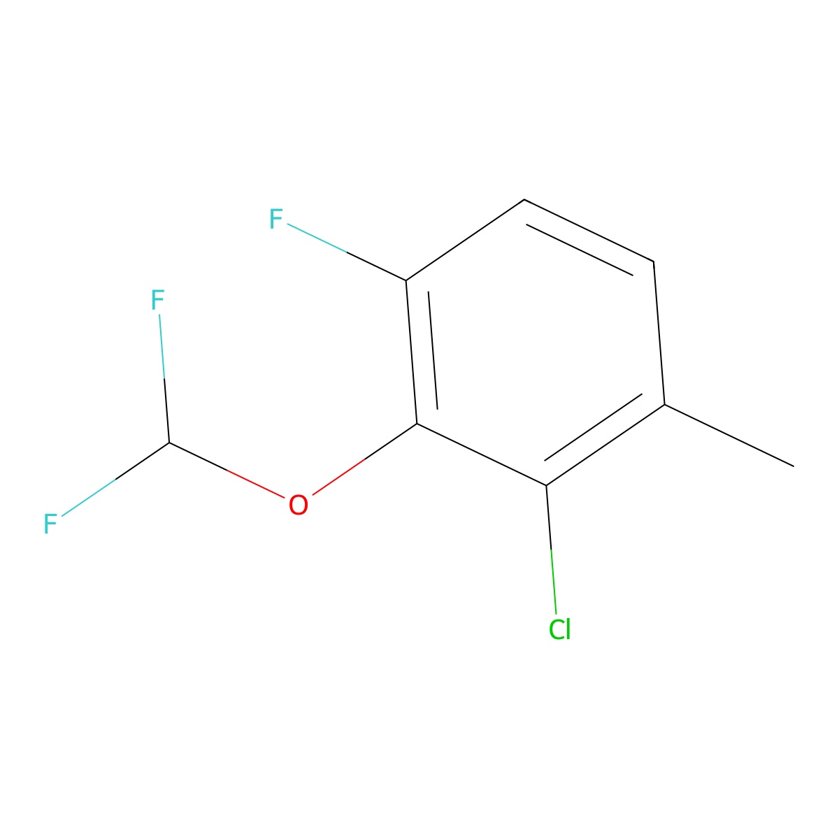 2-Chloro-3-(difluoromethoxy)-4-fluoro-1-methylbenzene molecular structure, CAS 1805500-05-3