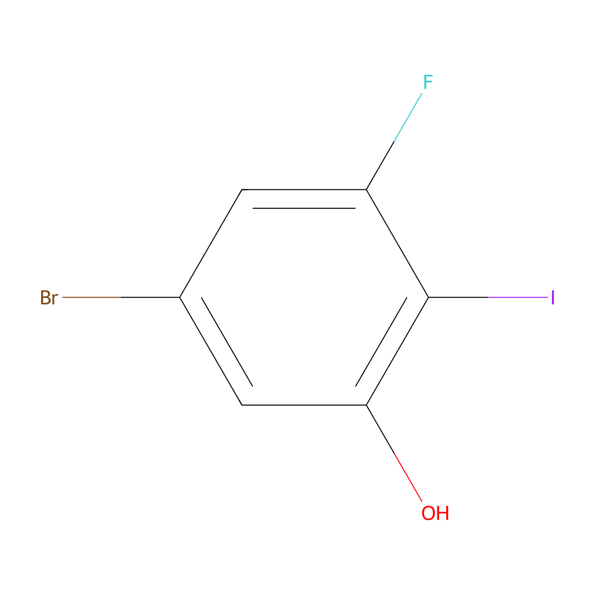 5-Bromo-3-fluoro-2-iodophenol molecular structure, CAS 1805500-75-7