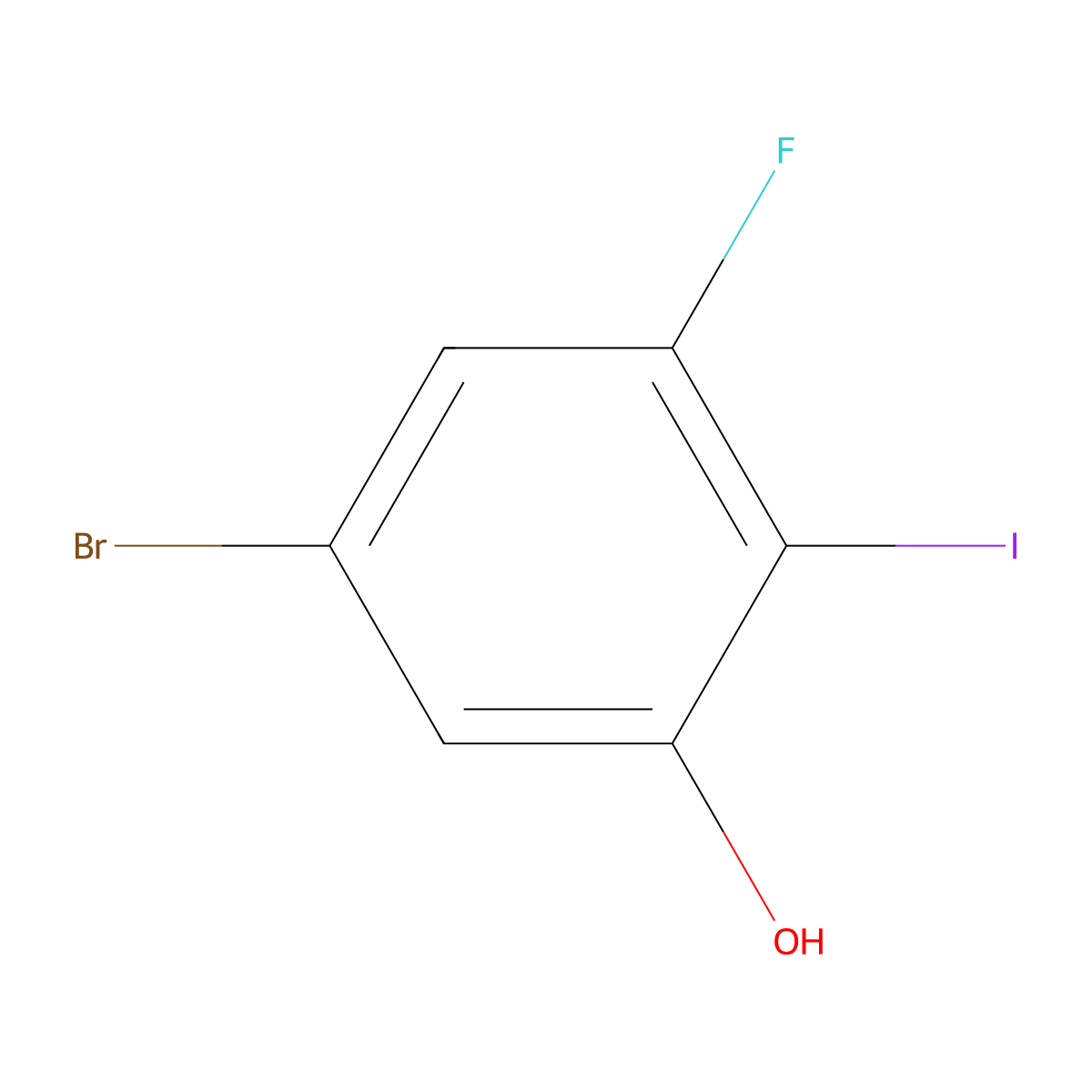 5-Bromo-3-fluoro-2-iodophenol molecular structure, CAS 1805500-75-7