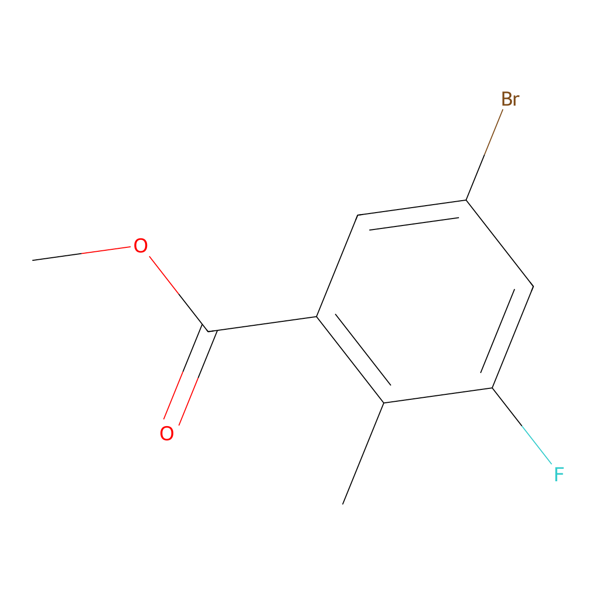 Methyl 5-bromo-3-fluoro-2-methylbenzoate molecular structure, CAS 1805501-44-3