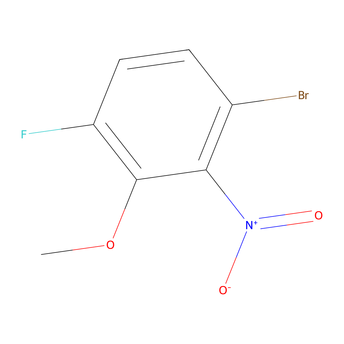 1-Bromo-4-fluoro-3-methoxy-2-nitrobenzene molecular structure, CAS 1805501-88-5