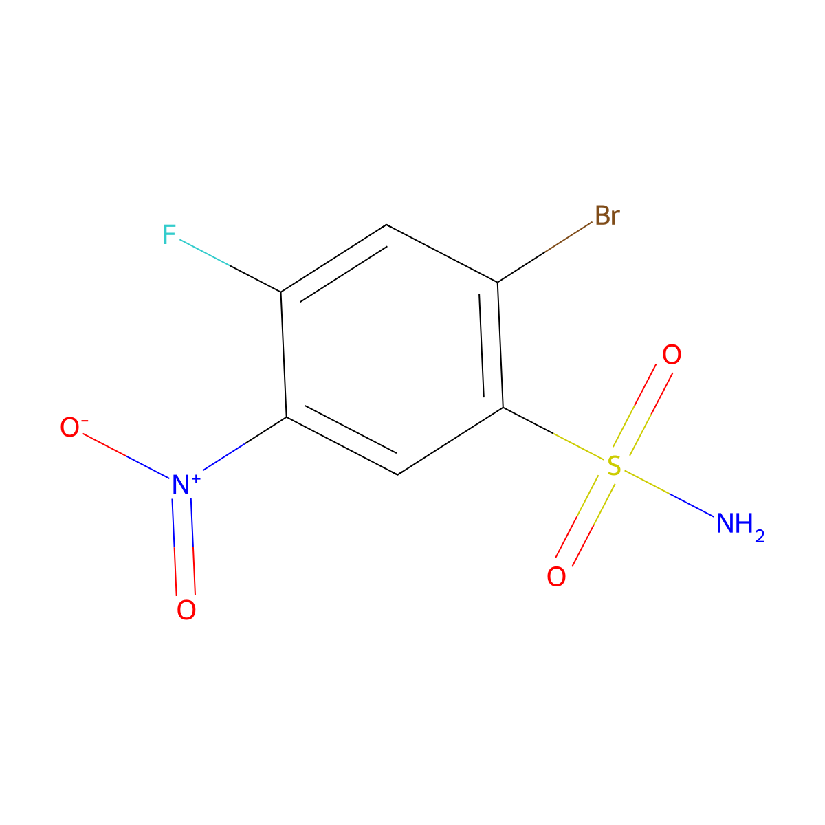 2-Bromo-4-fluoro-5-nitrobenzenesulfonamide molecular structure, CAS 1805502-34-4
