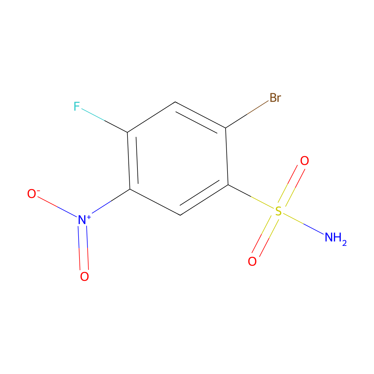 2-Bromo-4-fluoro-5-nitrobenzenesulfonamide molecular structure, CAS 1805502-34-4