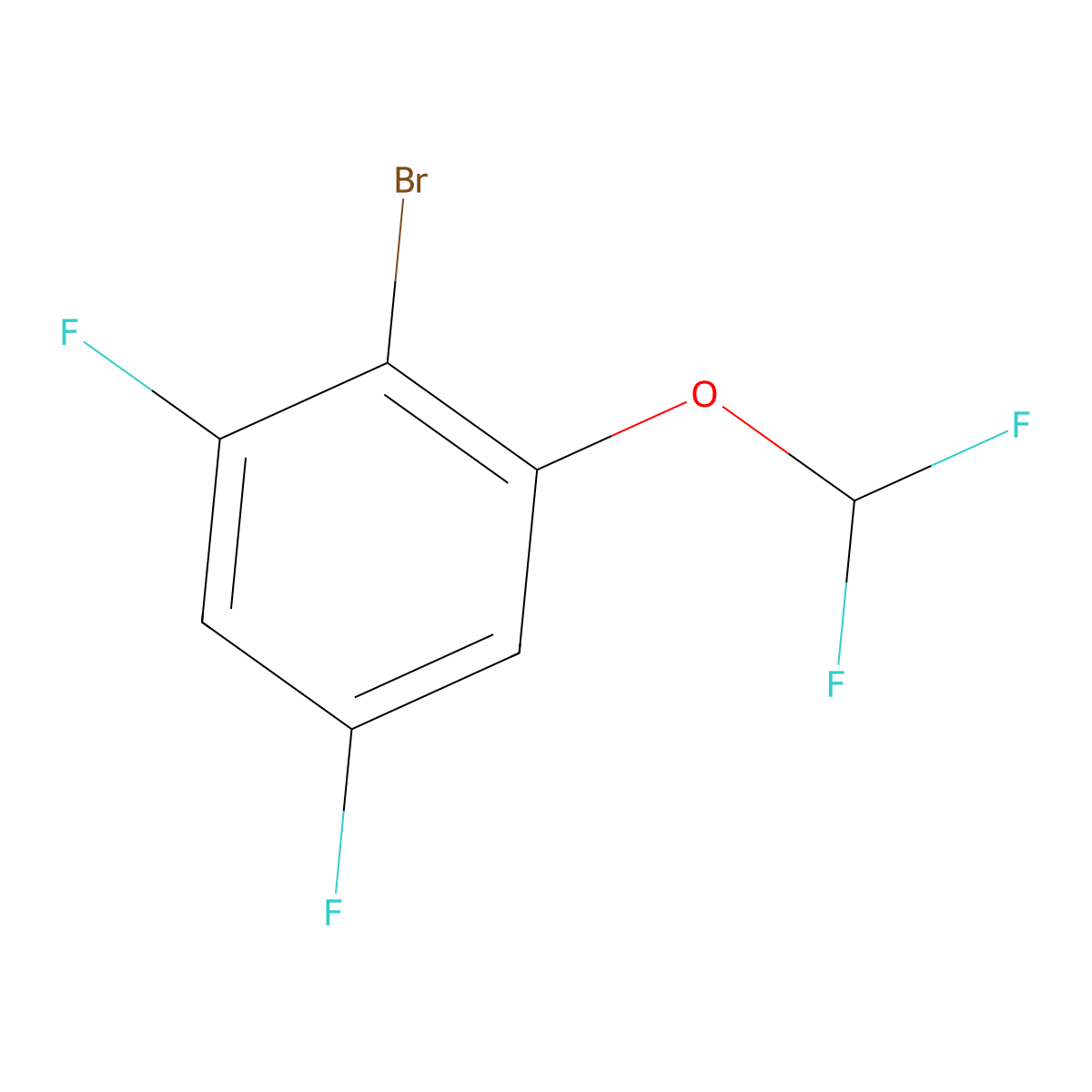 1-Bromo-2,4-difluoro-6-(difluoromethoxy)benzene molecular structure, CAS 1805502-35-5