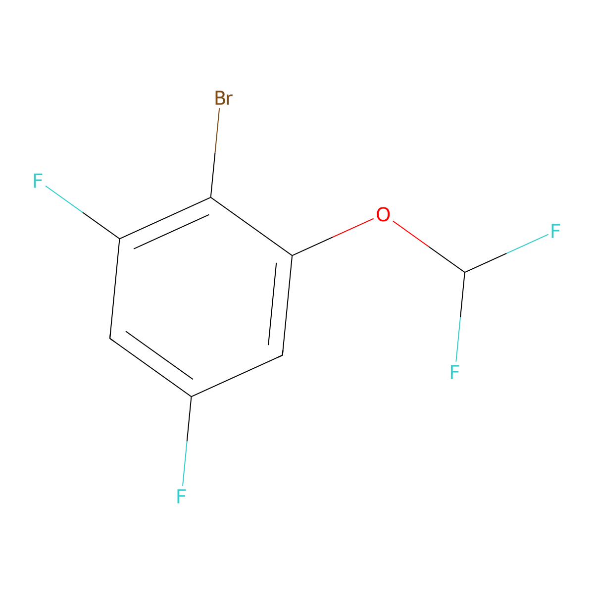 1-Bromo-2,4-difluoro-6-(difluoromethoxy)benzene molecular structure, CAS 1805502-35-5