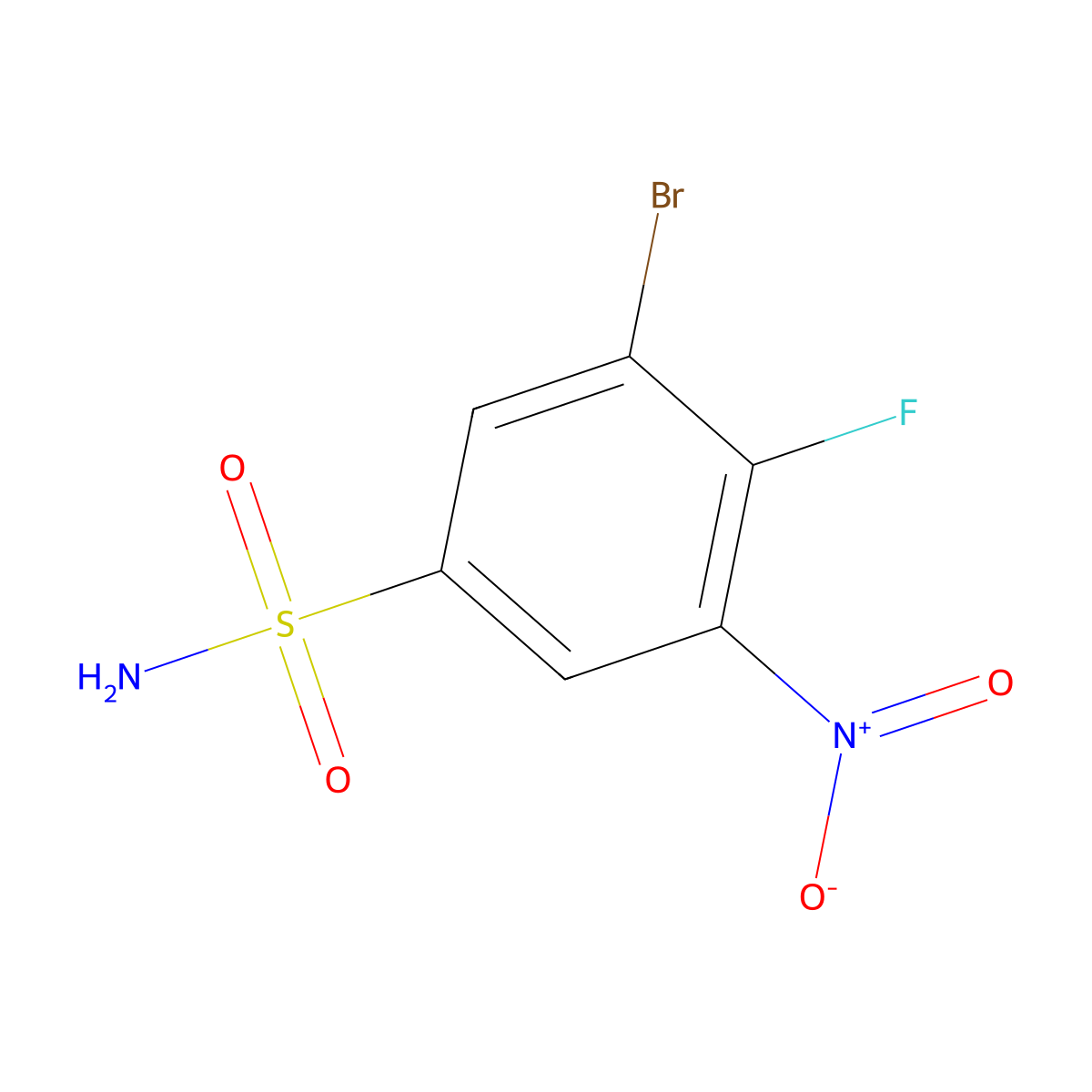3-Bromo-4-fluoro-5-nitrobenzene-1-sulfonamide molecular structure, CAS 1805502-38-8