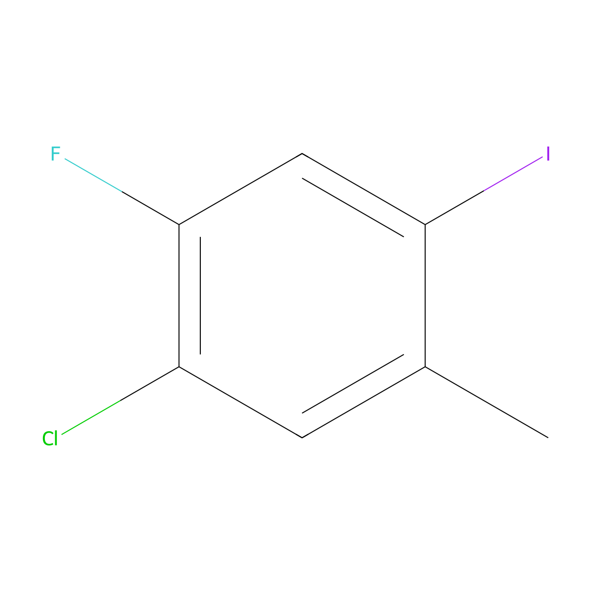 1-Chloro-2-fluoro-4-iodo-5-methylbenzene molecular structure, CAS 1805502-56-0