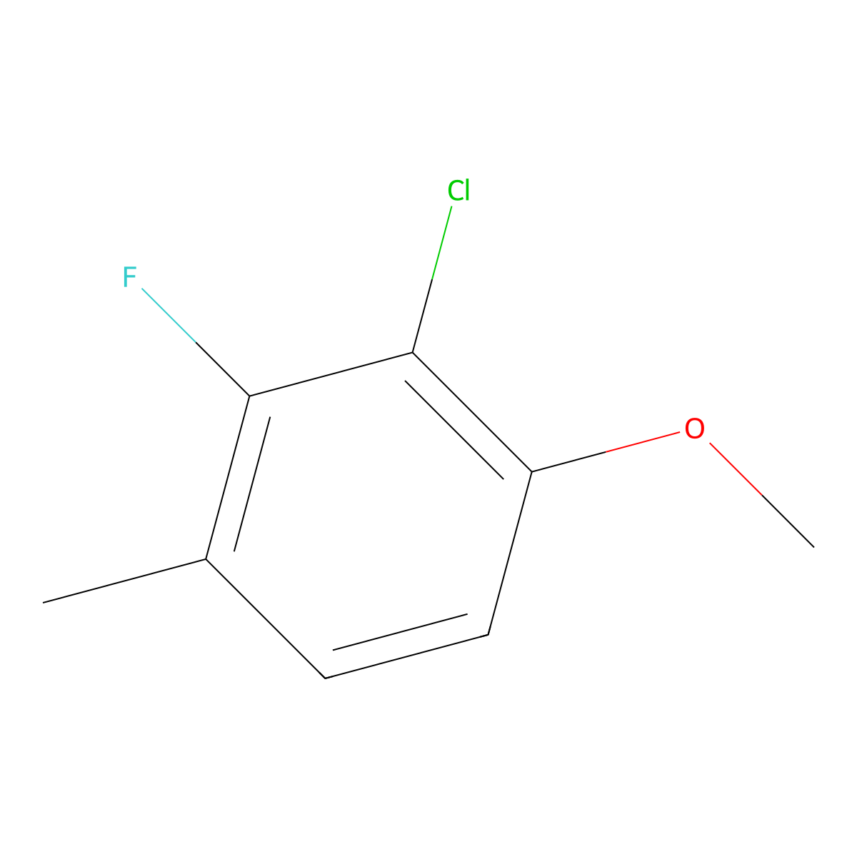 2-Chloro-3-fluoro-1-methoxy-4-methylbenzene molecular structure, CAS 1805502-76-4