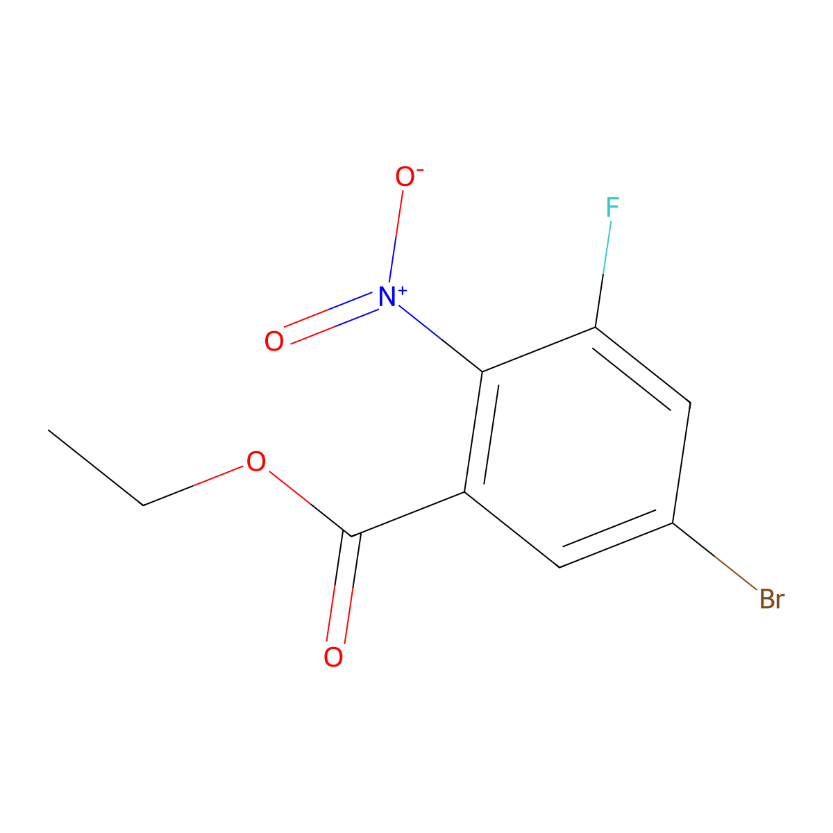 Ethyl 5-bromo-3-fluoro-2-nitrobenzoate molecular structure, CAS 1805503-77-8
