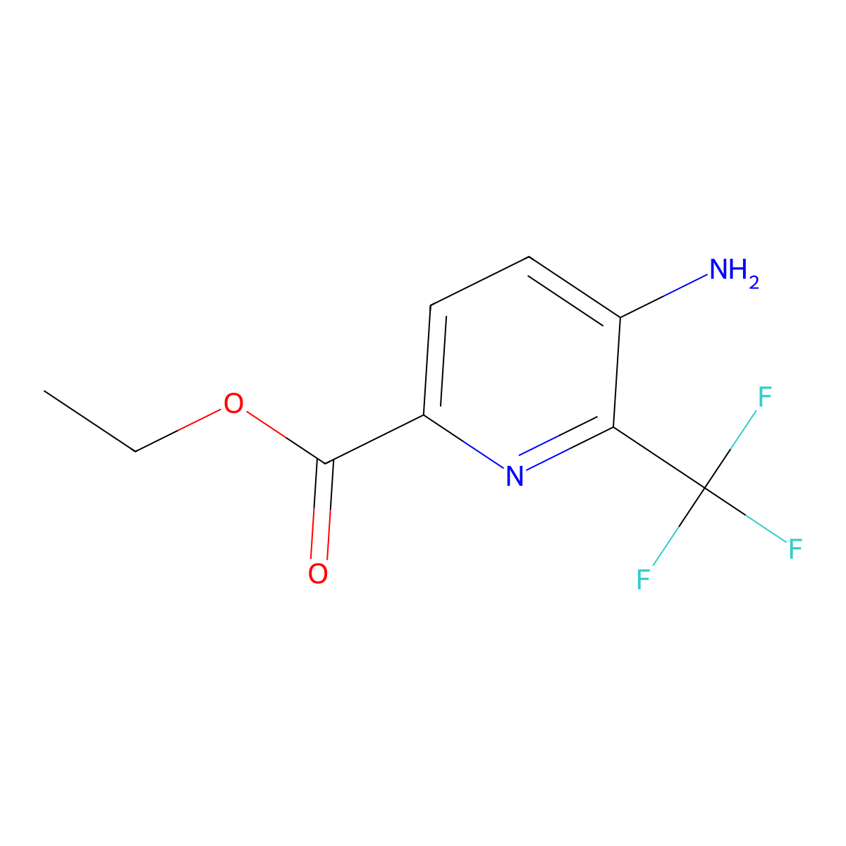 Ethyl 5-amino-6-(trifluoromethyl)pyridine-2-carboxylate molecular structure, CAS 1805509-05-0