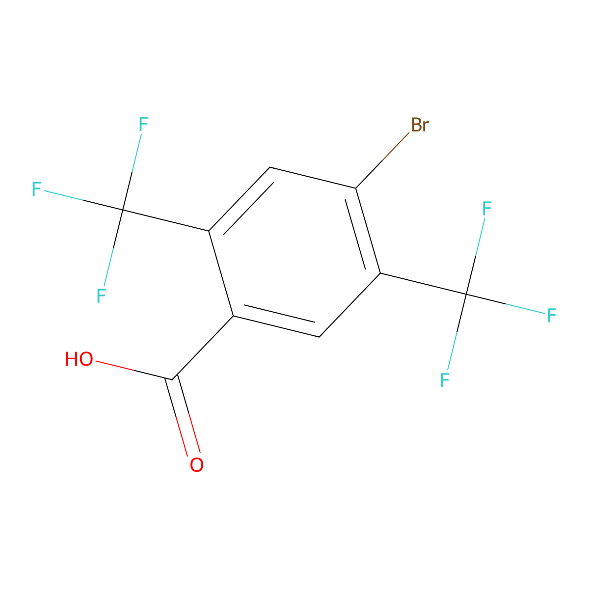4-Bromo-2,5-bis(trifluoromethyl)benzoic acid molecular structure, CAS 1805511-32-3