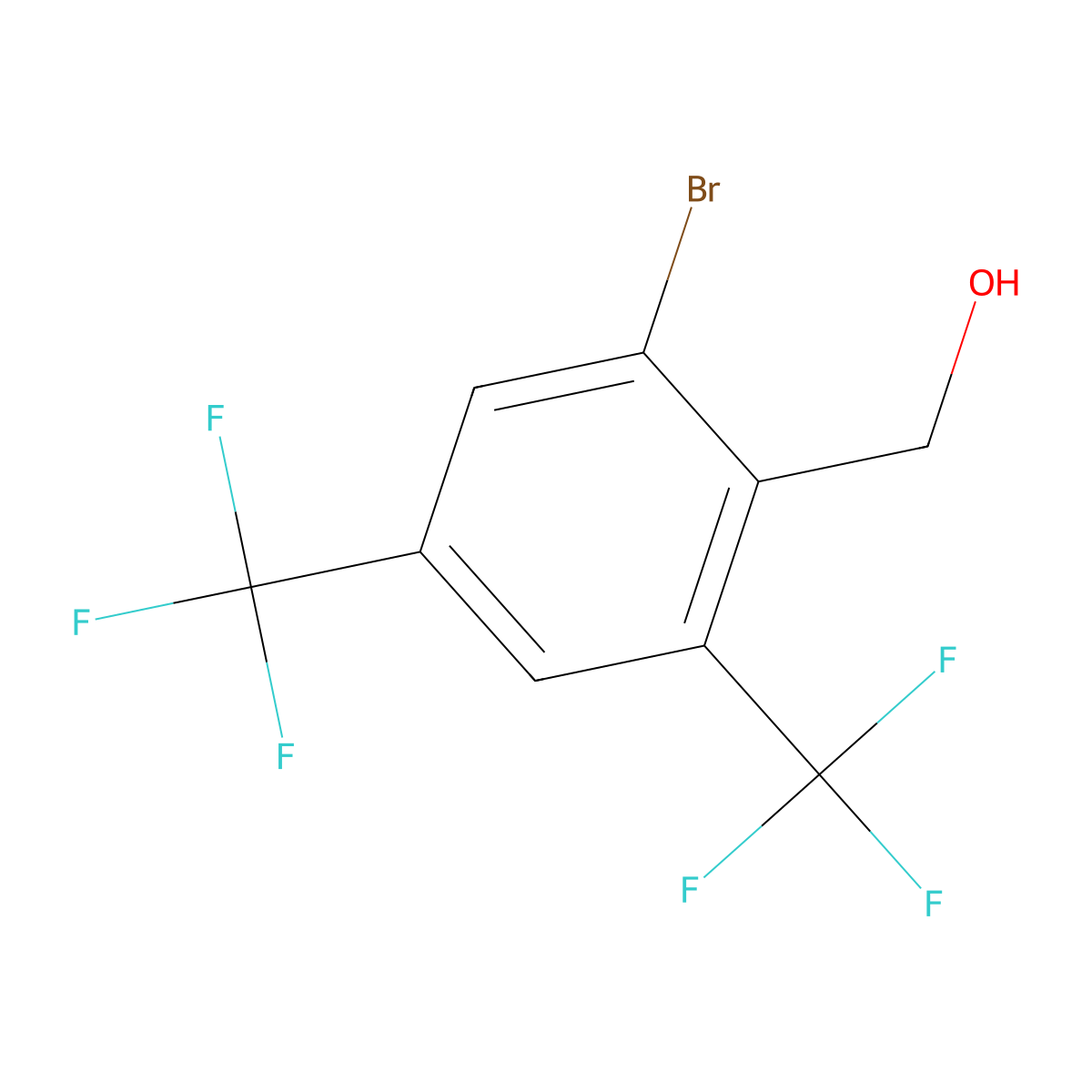 [2-Bromo-4,6-bis(trifluoromethyl)phenyl]methanol molecular structure, CAS 1805512-50-8