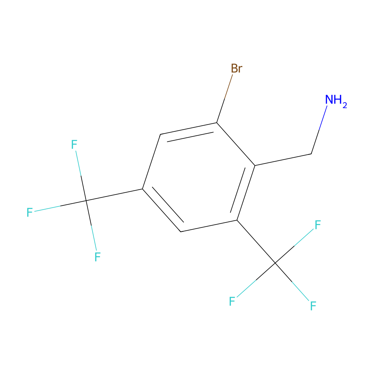 [2-Bromo-4,6-bis(trifluoromethyl)phenyl]methanamine molecular structure, CAS 1805512-83-7