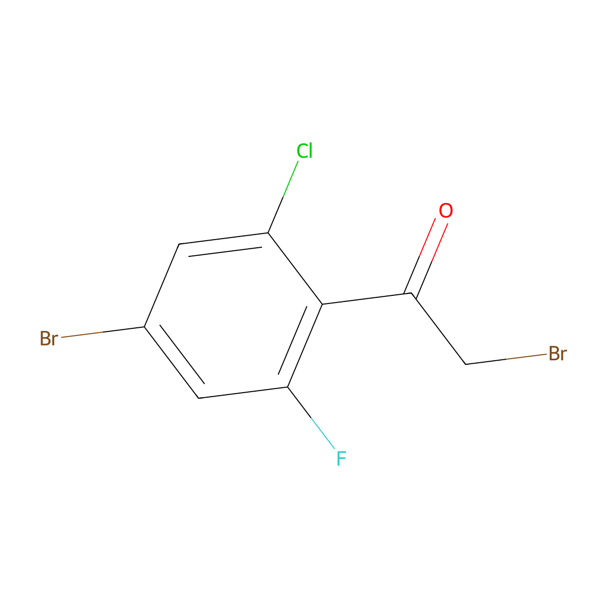 2-Bromo-1-(4-bromo-2-chloro-6-fluorophenyl)ethan-1-one molecular structure, CAS 1805518-55-1