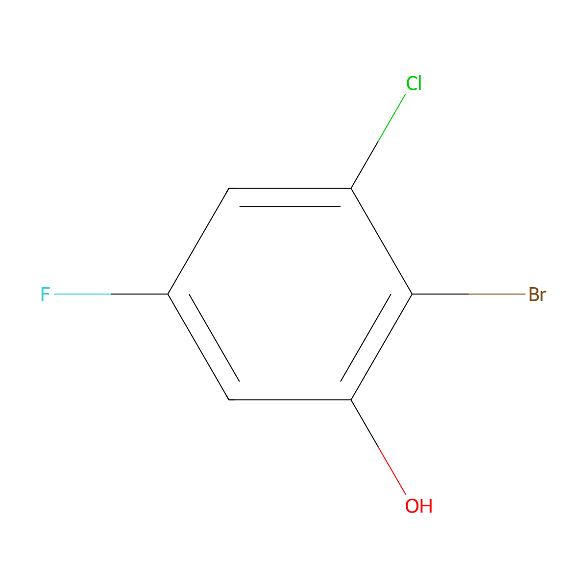 2-Bromo-3-chloro-5-fluorophenol molecular structure, CAS 1805518-65-3