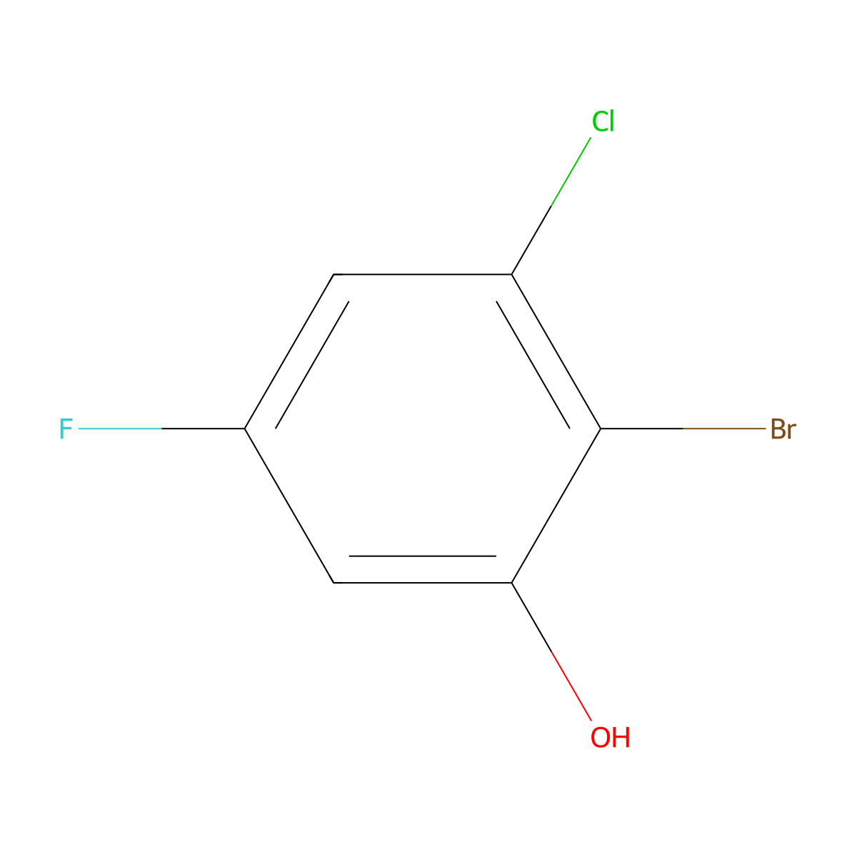 2-Bromo-3-chloro-5-fluorophenol molecular structure, CAS 1805518-65-3