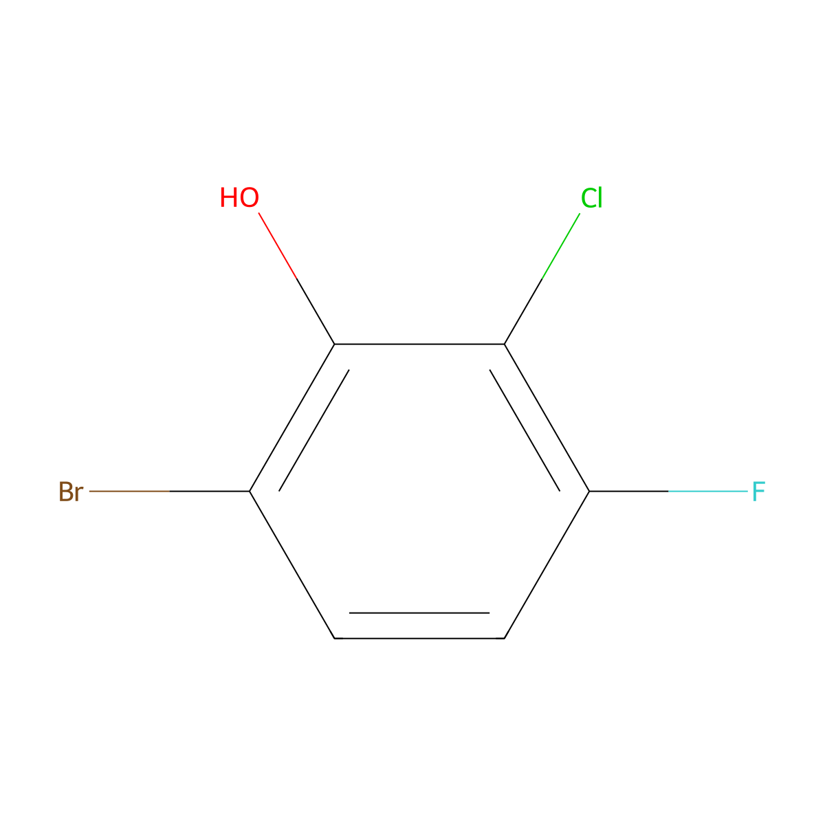 6-Bromo-2-chloro-3-fluorophenol molecular structure, CAS 1805518-71-1