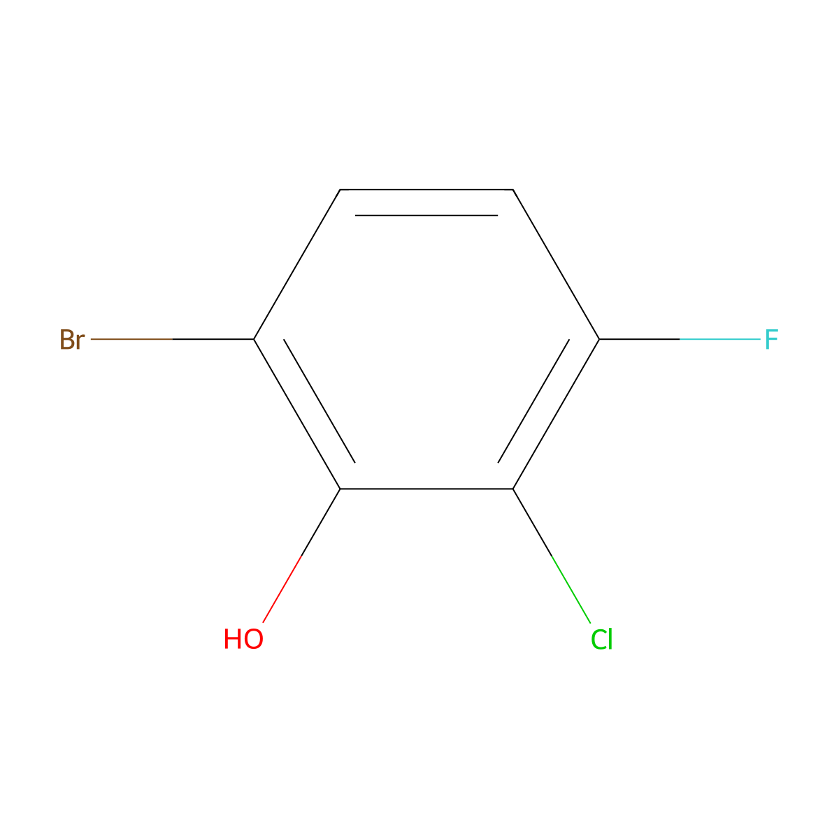 6-Bromo-2-chloro-3-fluorophenol molecular structure, CAS 1805518-71-1
