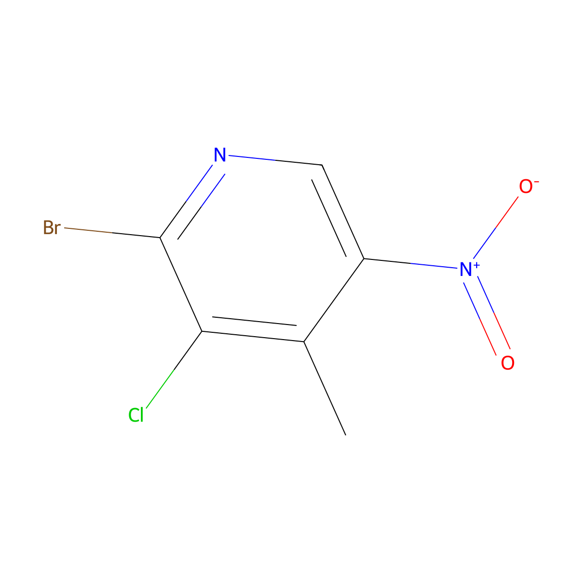 2-Bromo-3-chloro-4-methyl-5-nitropyridine molecular structure, CAS 1805519-05-4