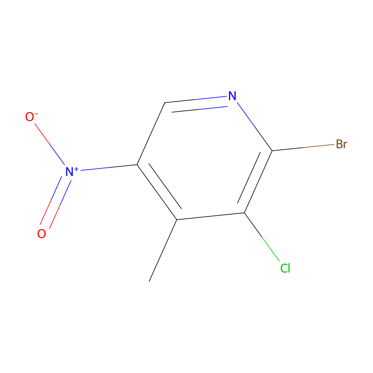2-Bromo-3-chloro-4-methyl-5-nitropyridine molecular structure, CAS 1805519-05-4