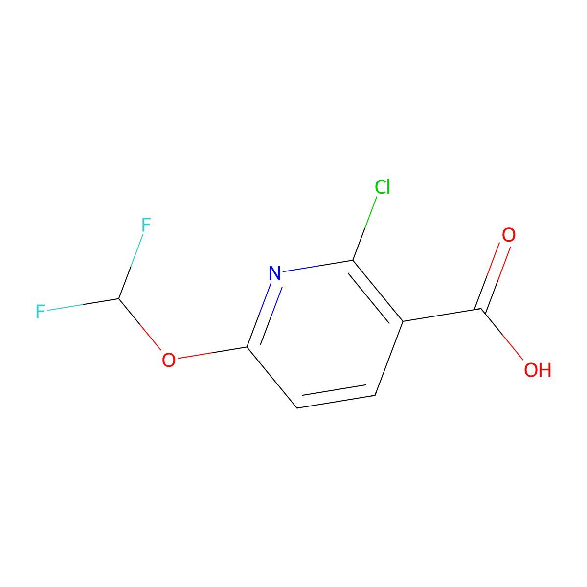 2-Chloro-6-(difluoromethoxy)pyridine-3-carboxylic acid molecular structure, CAS 1805519-37-2