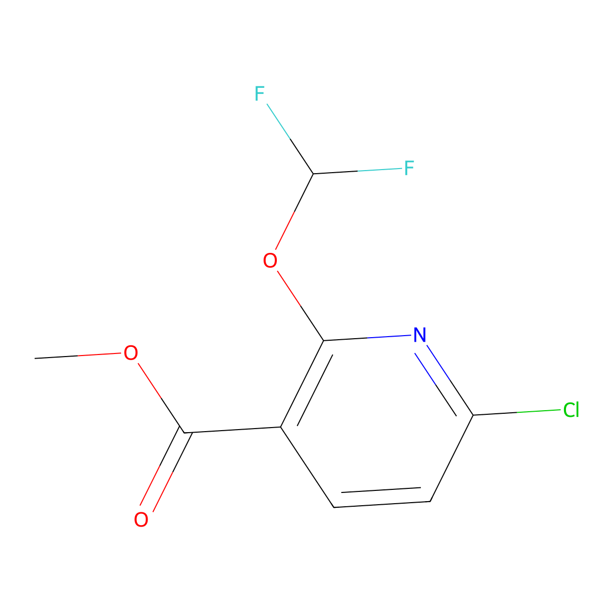 Methyl 6-chloro-2-(difluoromethoxy)nicotinate molecular structure, CAS 1805519-87-2