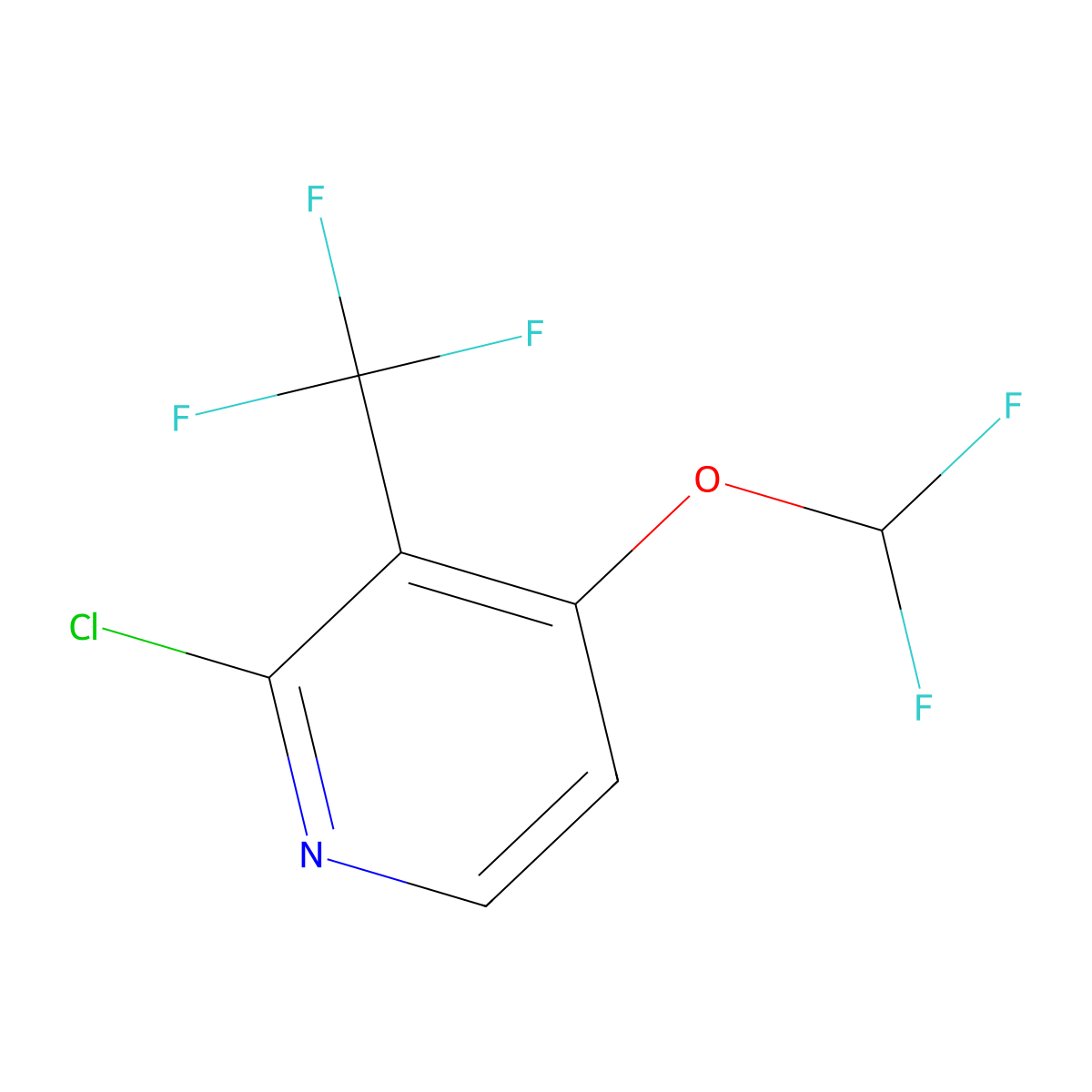 2-Chloro-4-(difluoromethoxy)-3-(trifluoromethyl)pyridine molecular structure, CAS 1805520-09-5