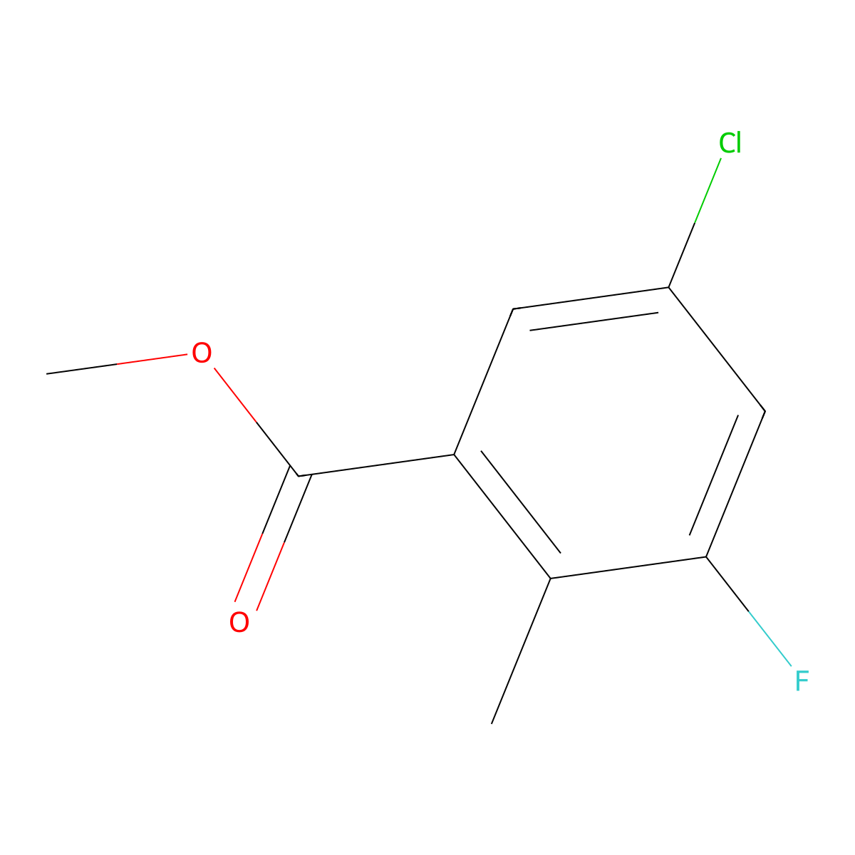 Methyl 5-chloro-3-fluoro-2-methylbenzoate molecular structure, CAS 1805520-64-2