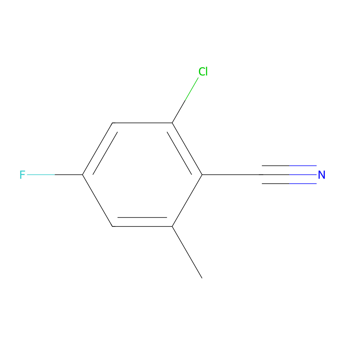 2-Chloro-4-fluoro-6-methylbenzonitrile molecular structure, CAS 1805520-76-6