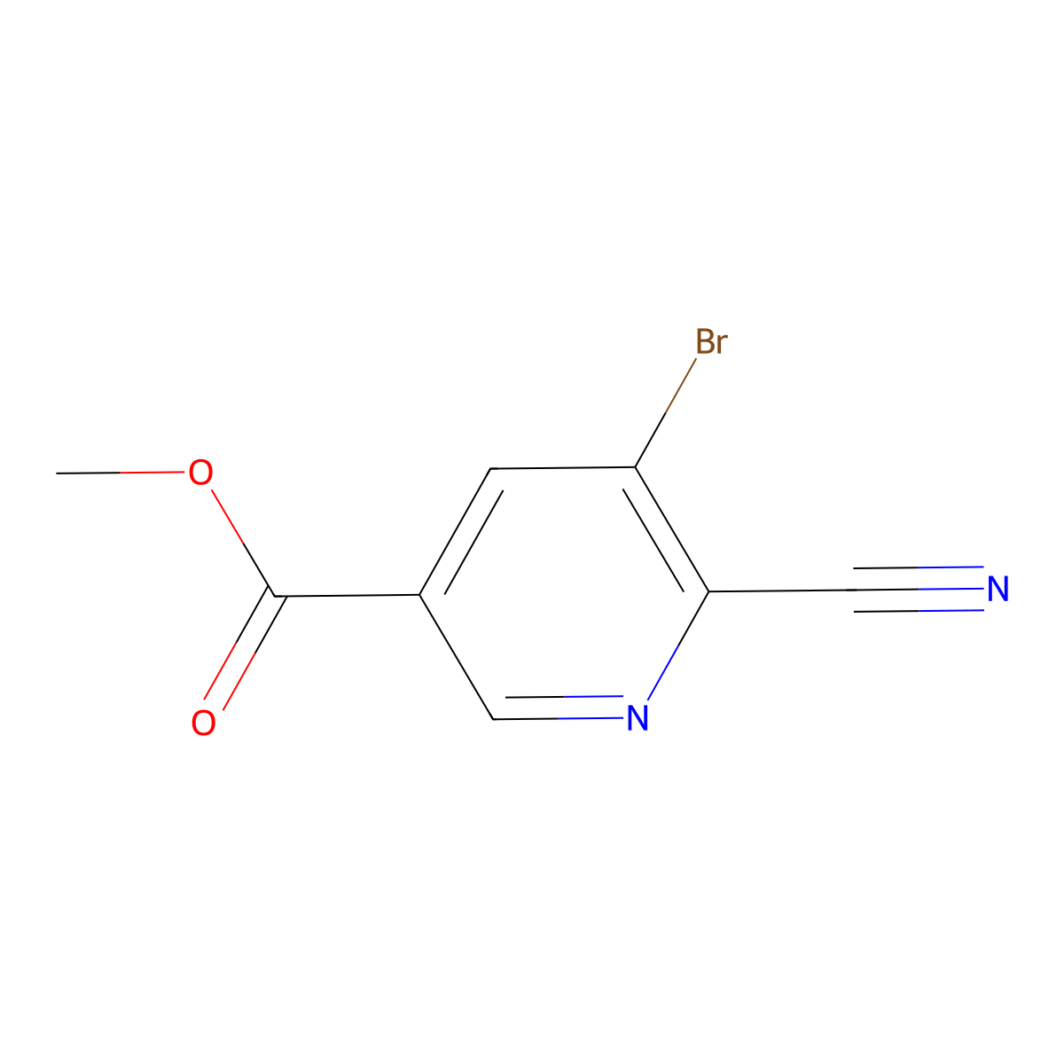 Methyl 5-bromo-6-cyanopyridine-3-carboxylate molecular structure, CAS 1805522-17-1