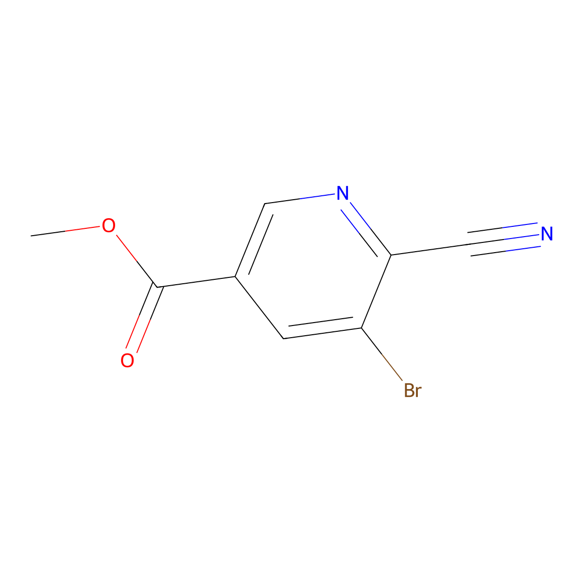 Methyl 5-bromo-6-cyanopyridine-3-carboxylate molecular structure, CAS 1805522-17-1