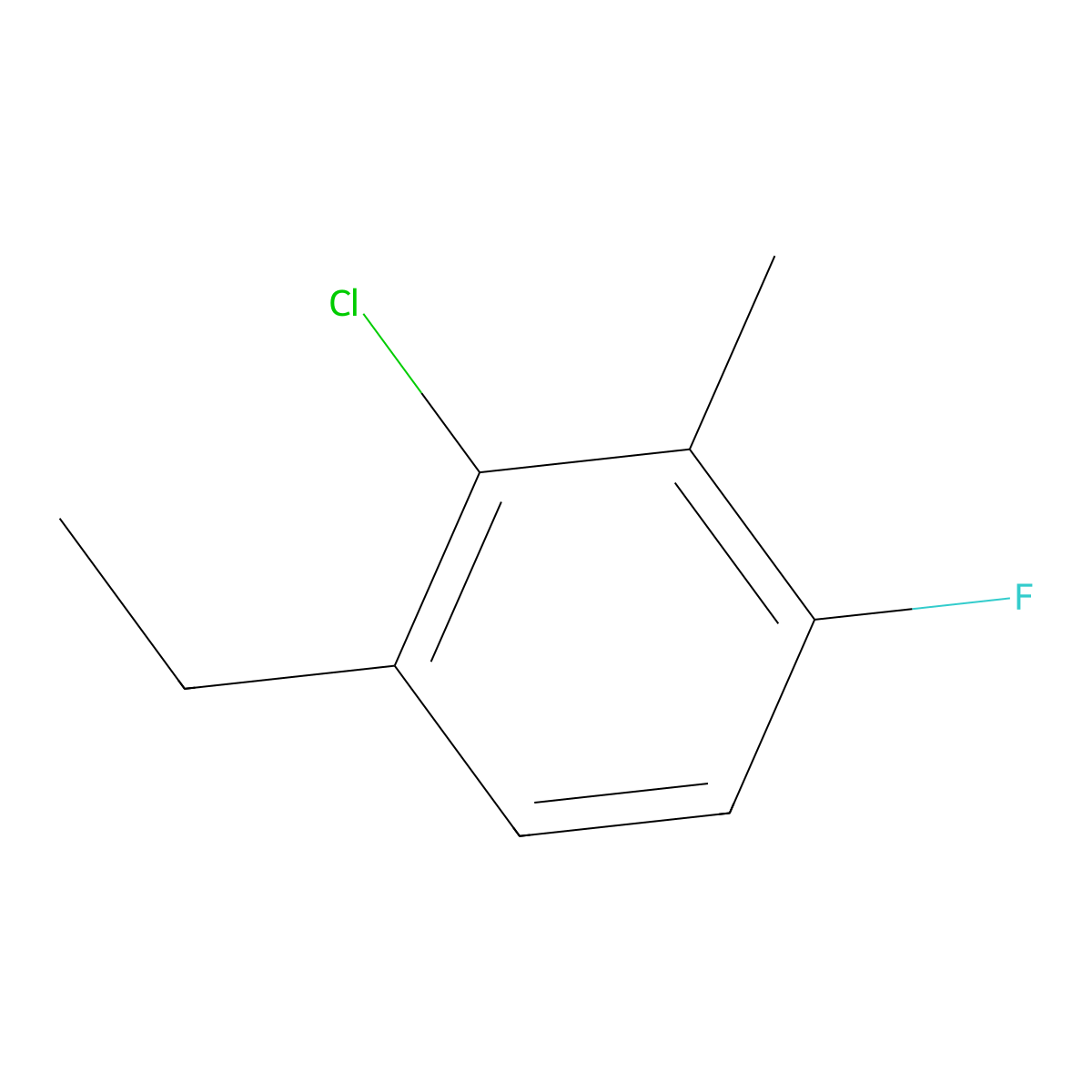 2-Chloro-1-ethyl-4-fluoro-3-methylbenzene molecular structure, CAS 1805522-32-0