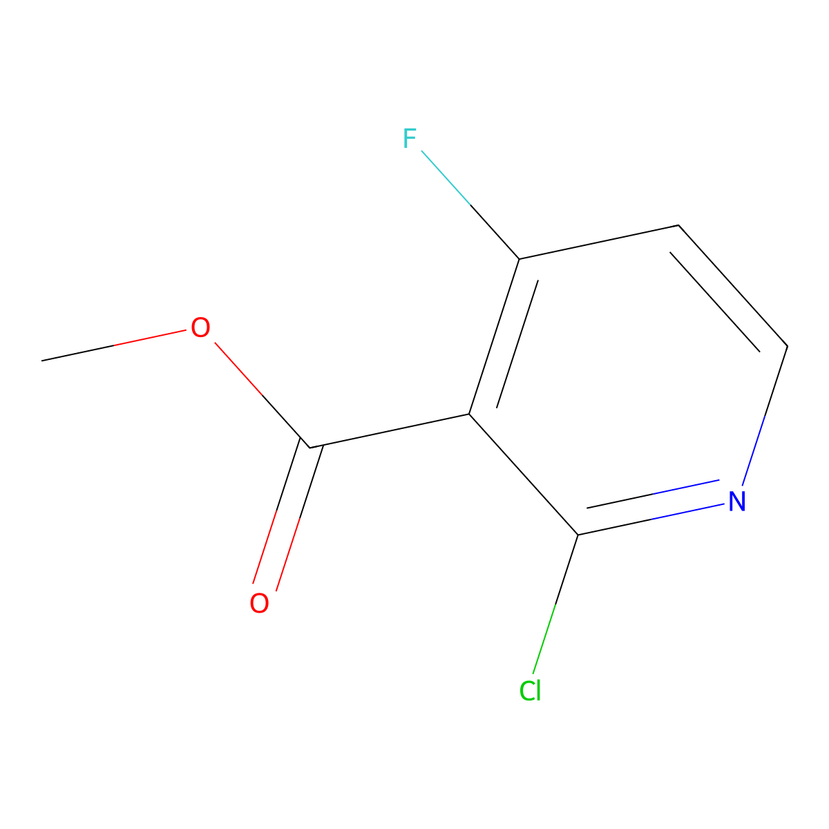 Methyl 2-chloro-4-fluoropyridine-3-carboxylate molecular structure, CAS 1805523-13-0