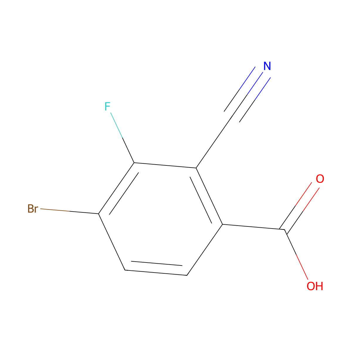 4-Bromo-2-cyano-3-fluorobenzoic acid molecular structure, CAS 1805523-15-2