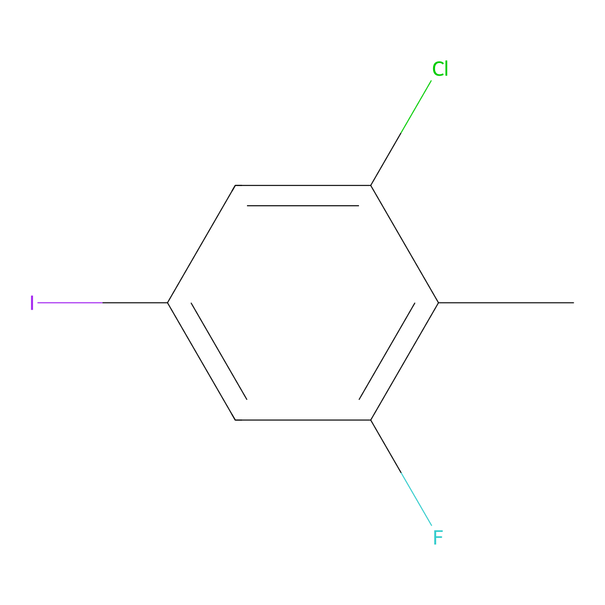 Benzene, 1-chloro-3-fluoro-5-iodo-2-methyl- molecular structure, CAS 1805523-74-3