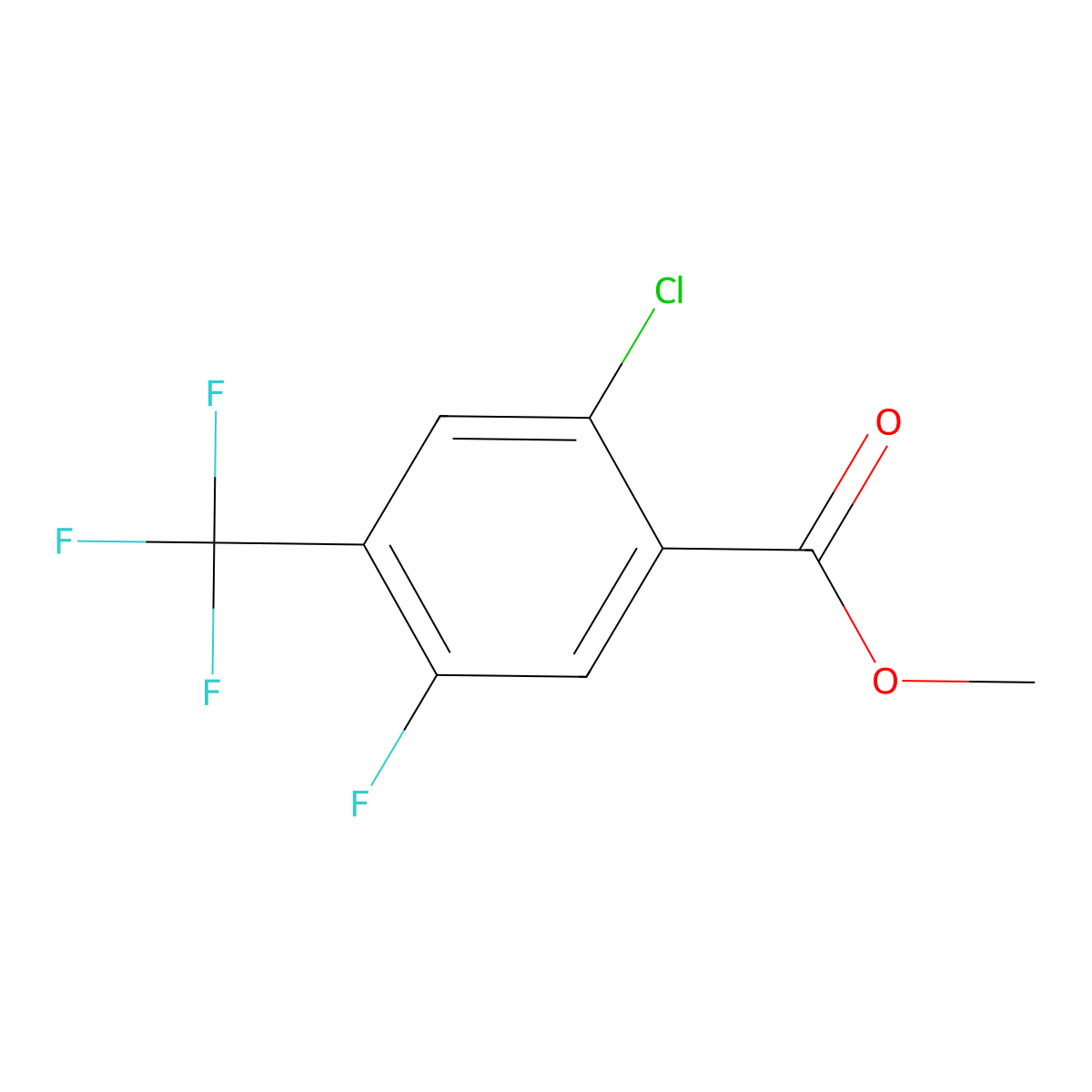 Benzoic acid, 2-chloro-5-fluoro-4-(trifluoromethyl)-, methyl ester molecular structure, CAS 1805524-58-6