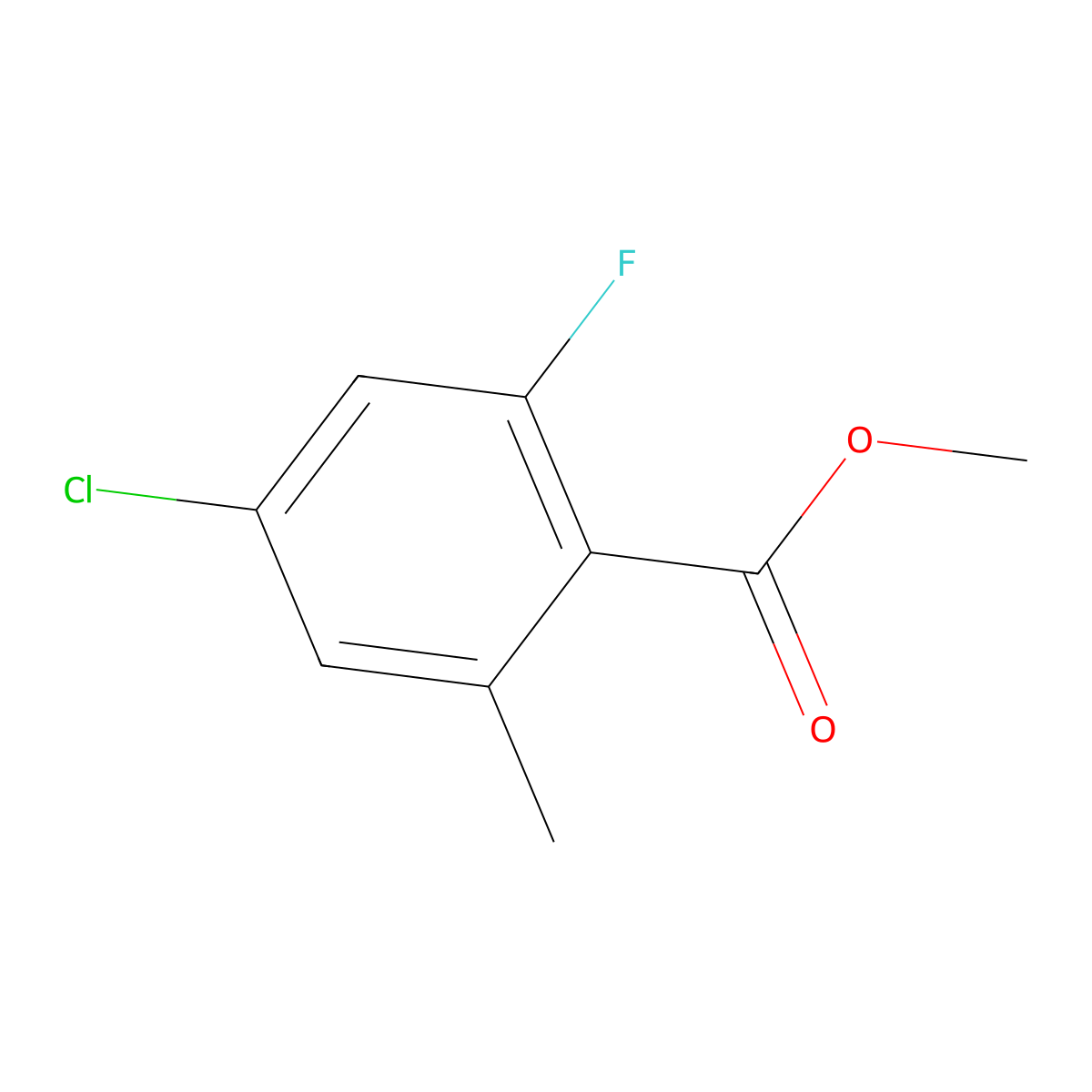 Methyl 4-chloro-2-fluoro-6-methylbenzoate molecular structure, CAS 1805525-21-6