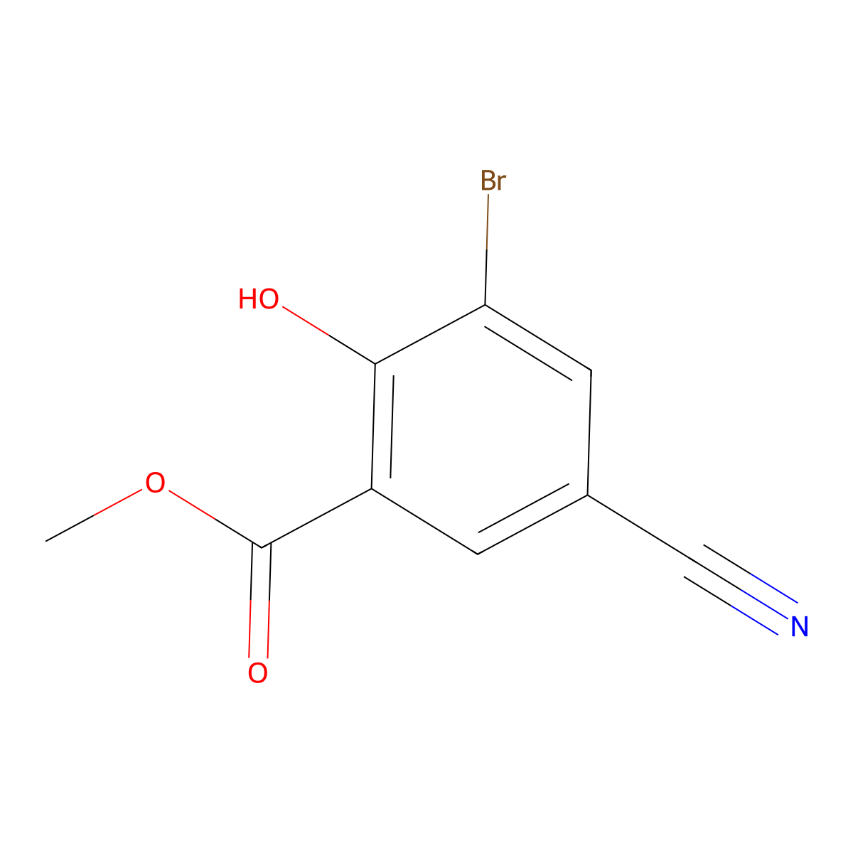 Methyl 3-bromo-5-cyano-2-hydroxybenzoate molecular structure, CAS 1805525-23-8