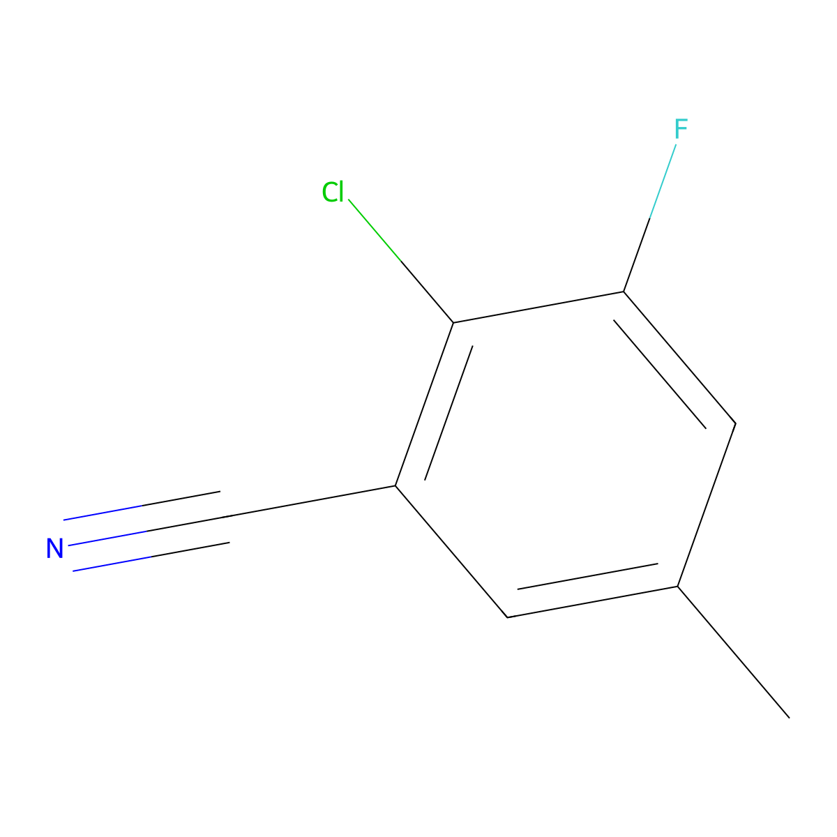 2-Chloro-3-fluoro-5-methylbenzonitrile molecular structure, CAS 1805525-33-0