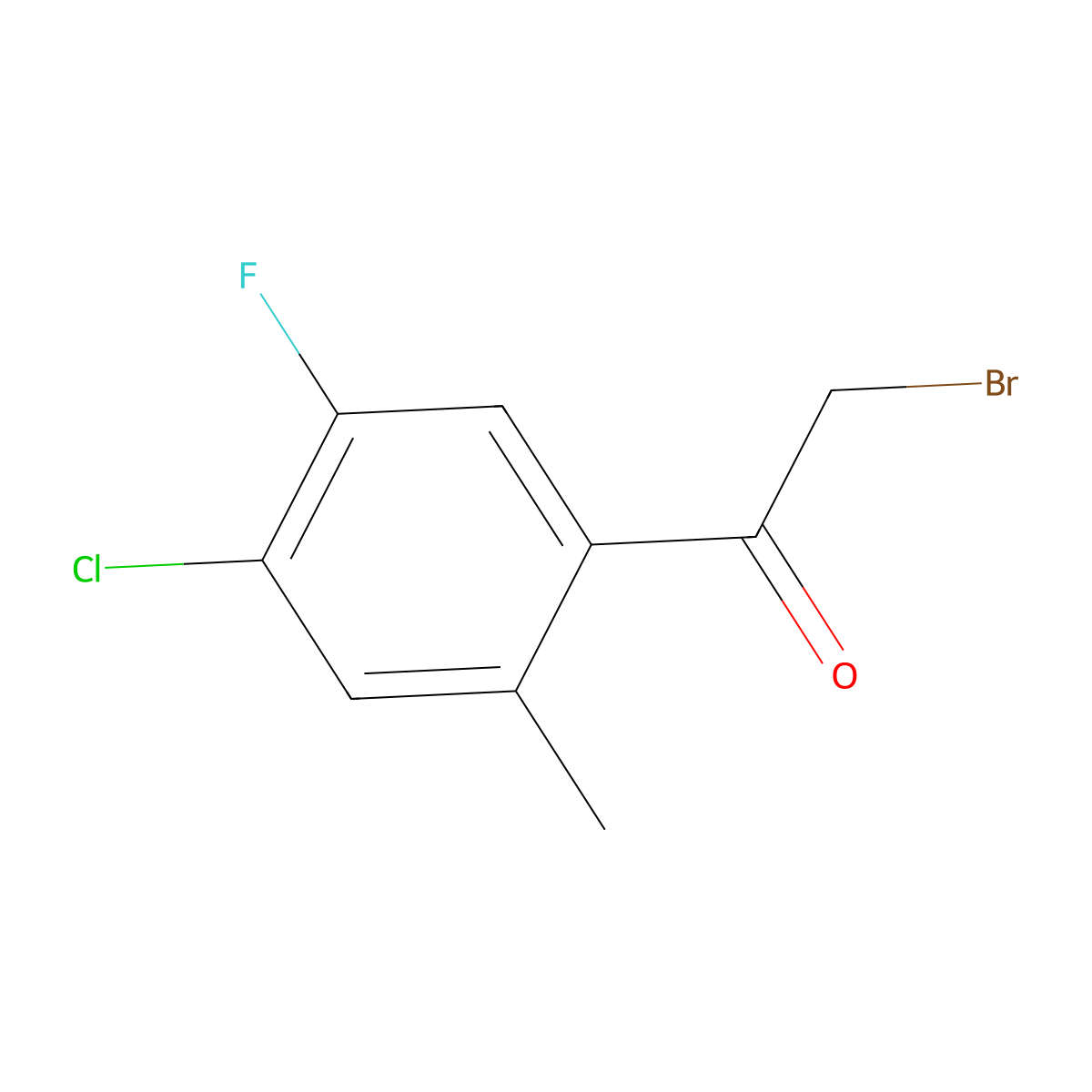 Ethanone, 2-bromo-1-(4-chloro-5-fluoro-2-methylphenyl)- molecular structure, CAS 1805525-77-2