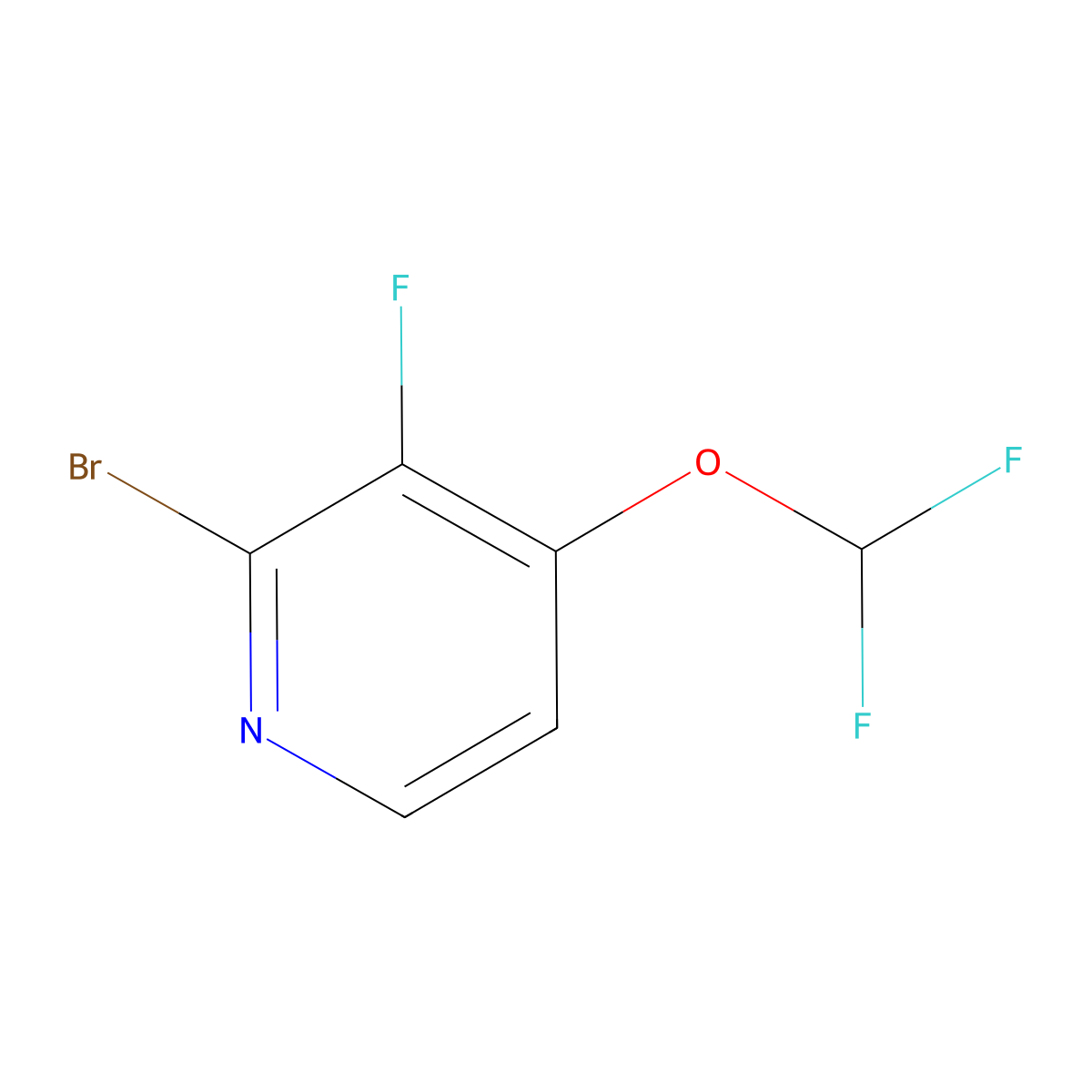 2-Bromo-4-difluoromethoxy-3-fluoropyridine molecular structure, CAS 1805525-88-5