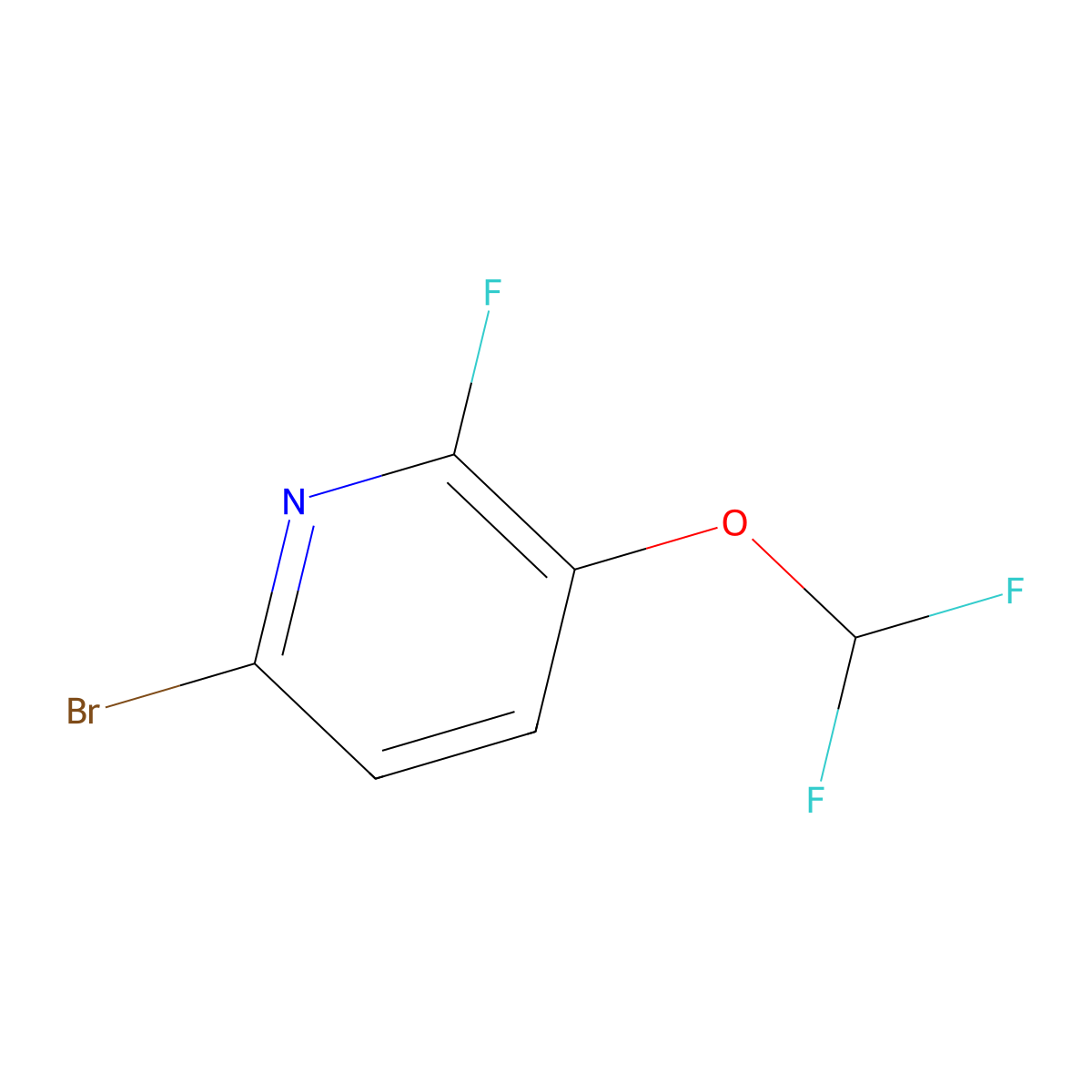 6-Bromo-3-difluoromethoxy-2-fluoropyridine molecular structure, CAS 1805526-29-7