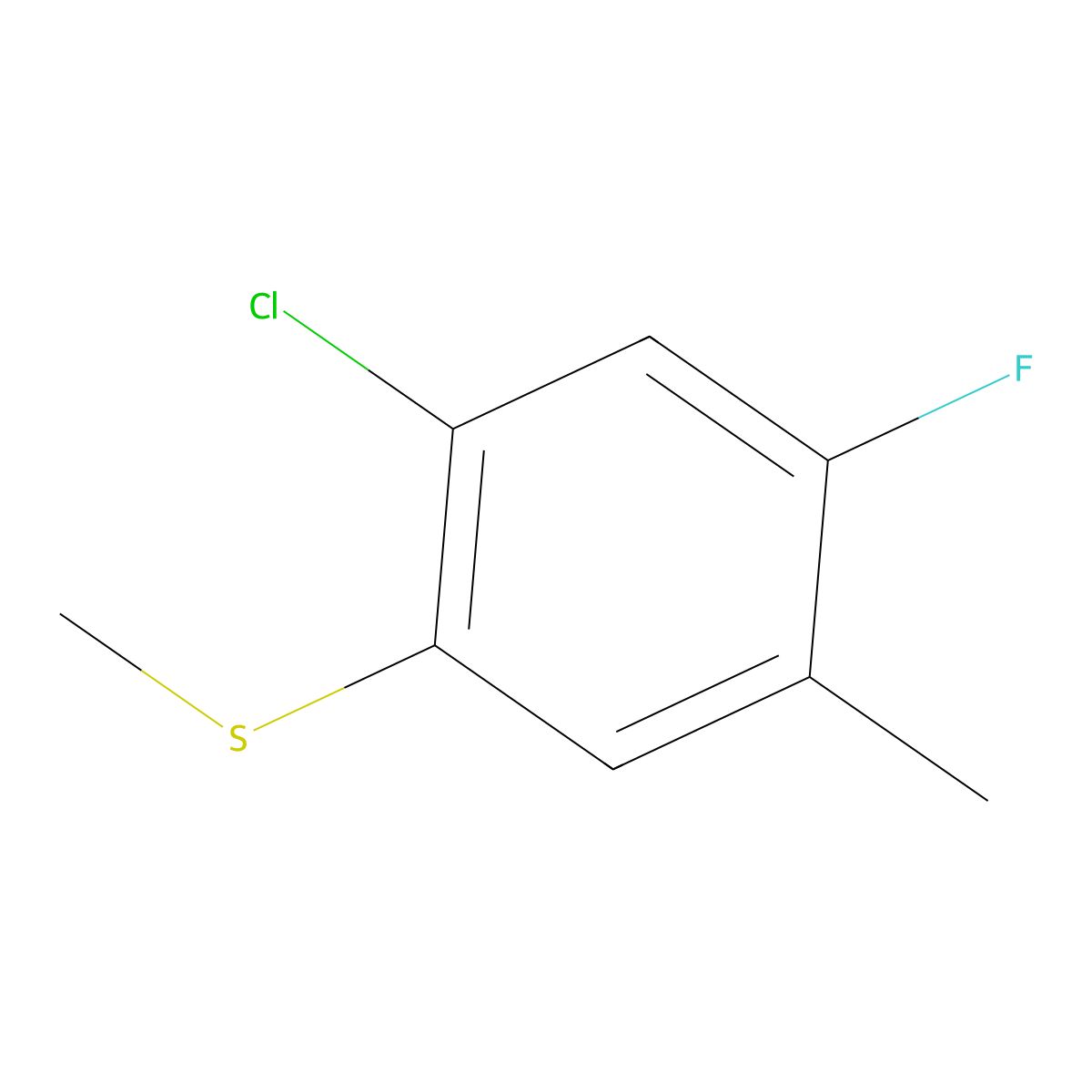 (2-Chloro-4-fluoro-5-methylphenyl)(methyl)sulfane molecular structure, CAS 1805526-42-4