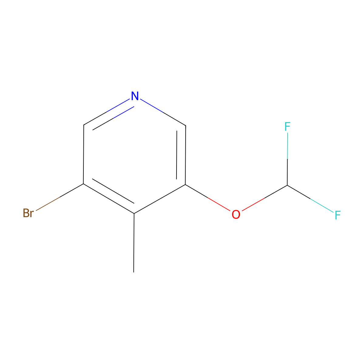 3-Bromo-5-difluoromethoxy-4-methylpyridine molecular structure, CAS 1805526-46-8