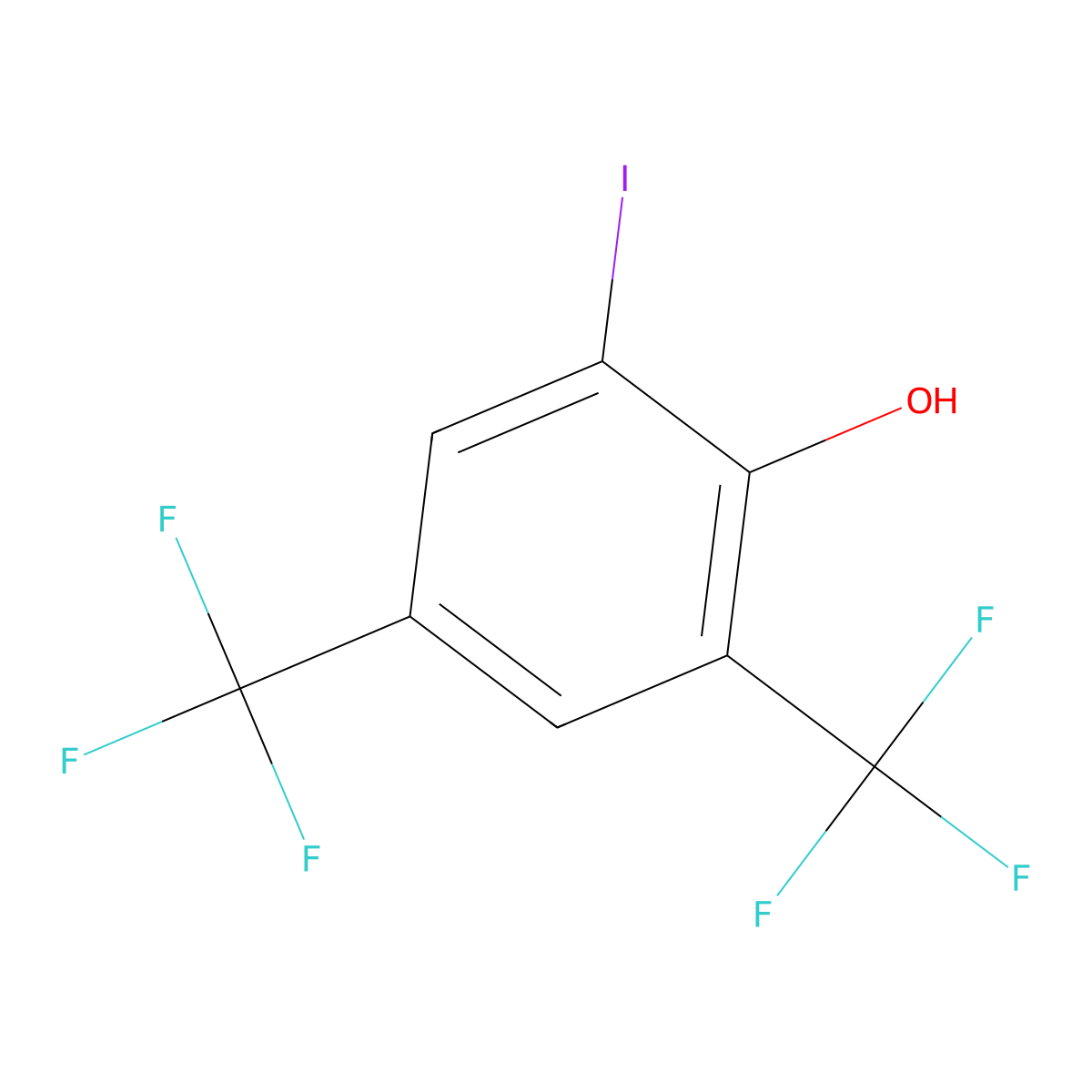 2-Iodo-4,6-bis(trifluoromethyl)phenol molecular structure, CAS 1805527-08-5