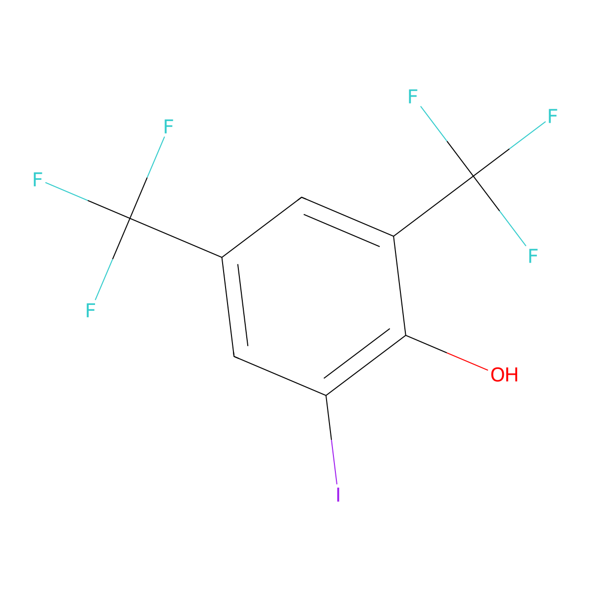 2-Iodo-4,6-bis(trifluoromethyl)phenol molecular structure, CAS 1805527-08-5