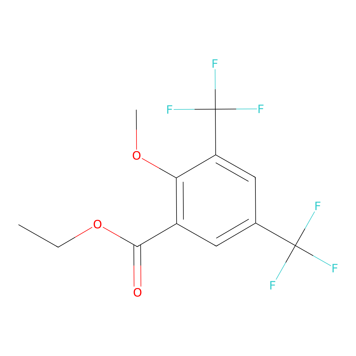 Benzoic acid, 2-methoxy-3,5-bis(trifluoromethyl)-, ethyl ester molecular structure, CAS 1805527-79-0