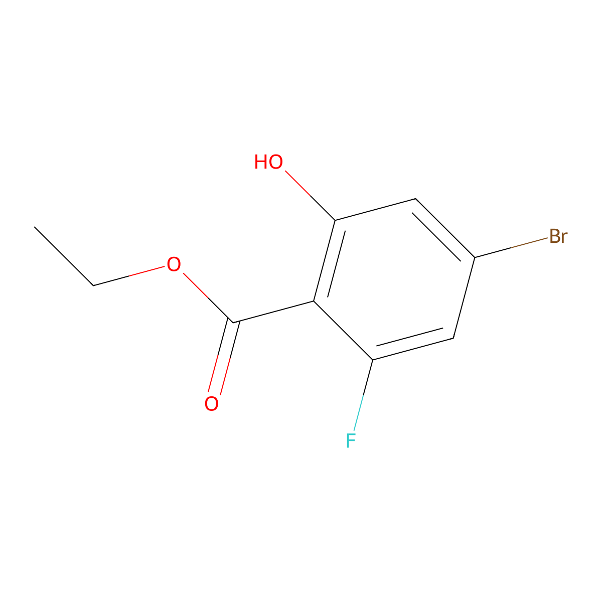Ethyl 4-bromo-2-fluoro-6-hydroxybenzoate molecular structure, CAS 1805551-93-2