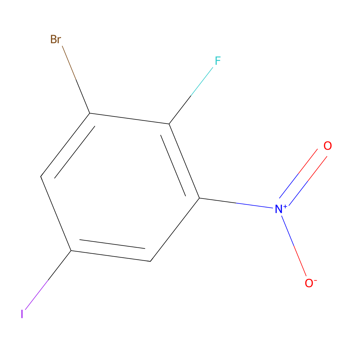 1-Bromo-2-fluoro-5-iodo-3-nitrobenzene molecular structure, CAS 1805551-97-6