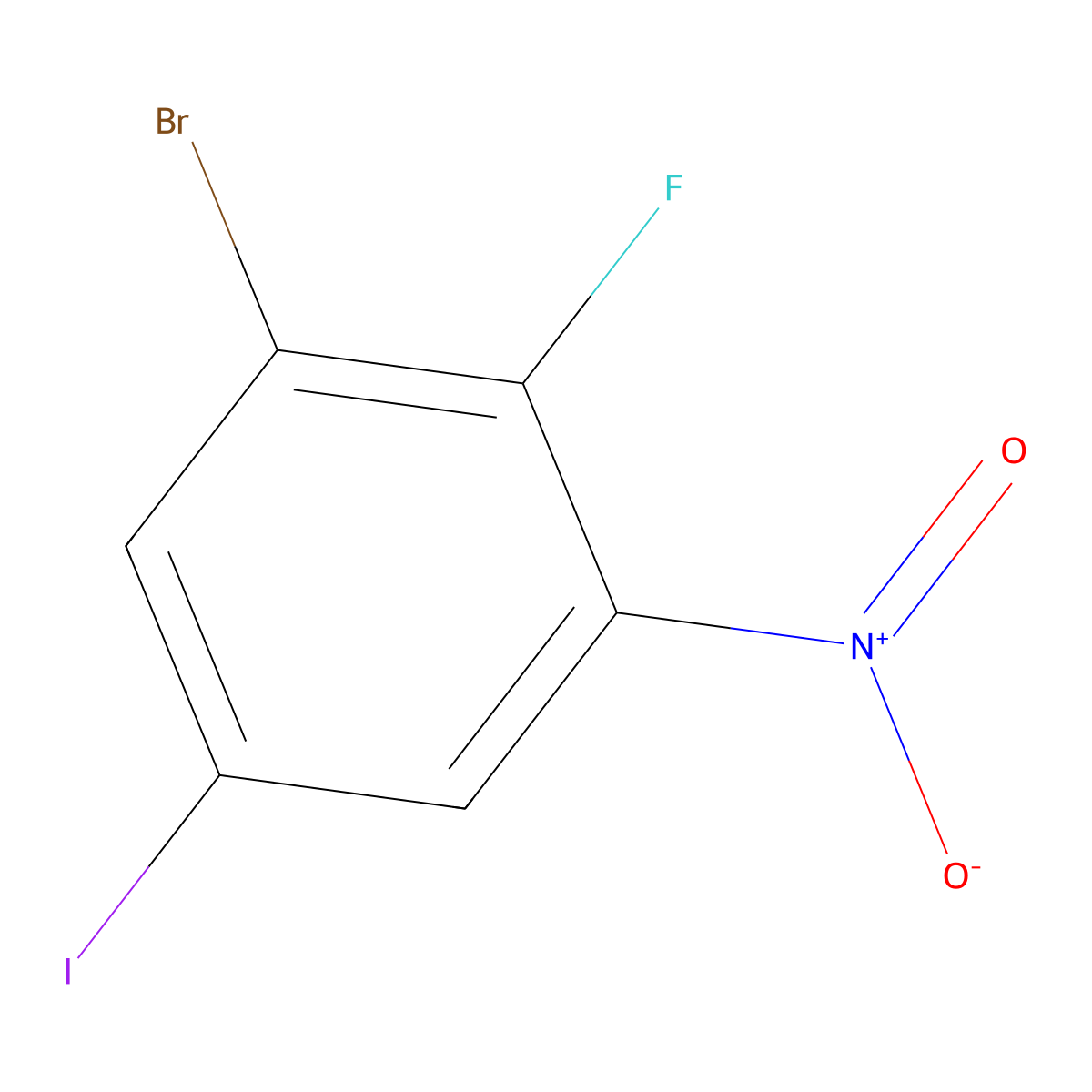 1-Bromo-2-fluoro-5-iodo-3-nitrobenzene molecular structure, CAS 1805551-97-6
